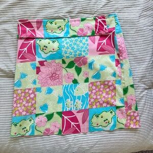 Match Women’s Floral Preppy Patchwork Skirt Zip Closure Pink Green Cotton Sz 14